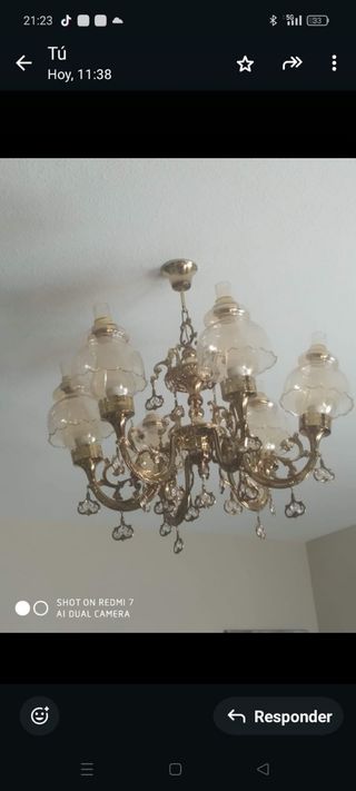 Lámpara de techo araña vintage dorada