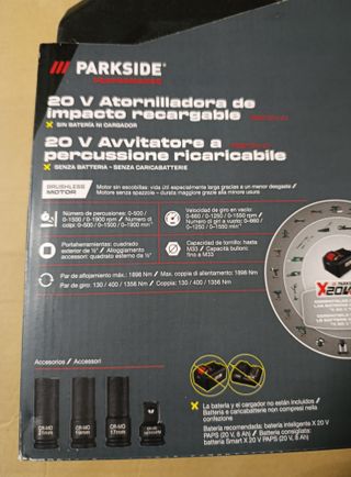 Pistola Impacto PARKSIDE 1356Nm 20v