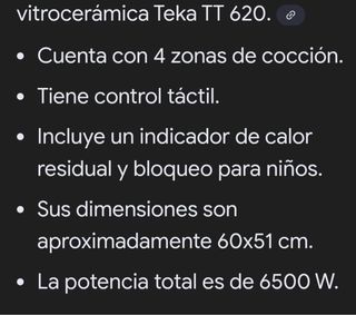 Placa Vitrocerámica Teka TT 600