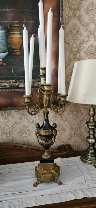 ⚜️Reloj de Sobremesa Antiguo con Candelabros ⚜️