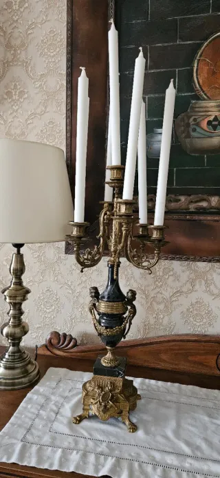 ⚜️Reloj de Sobremesa Antiguo con Candelabros ⚜️