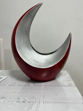 Centro de mesa moderno metal rojo y plata