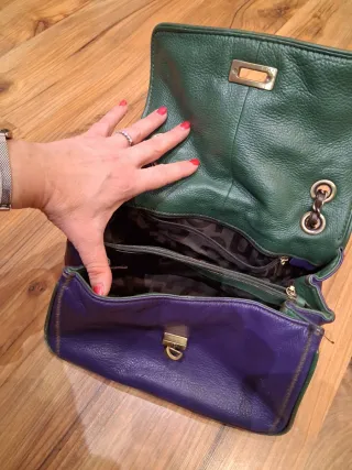 Bolso Piel Purificación García Marrón y Morado