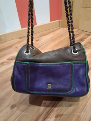 Bolso Piel Purificación García Marrón y Morado