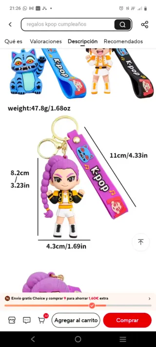 Llavero K-pop figura morada