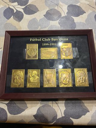 Marco FC Barcelona Chapas Bañadas Oro