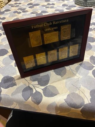 Marco FC Barcelona Chapas Bañadas Oro