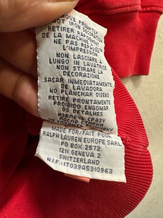 Sudadera Polo Ralph Lauren College Roja Talla L