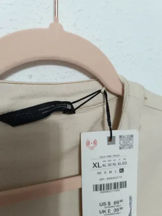 Vestido midi camisero con cinturón Zara Talla XL