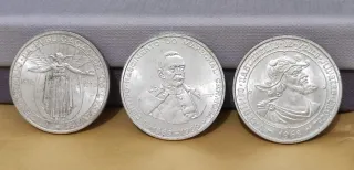 3 Monedas Portugal 50 Escudos plata