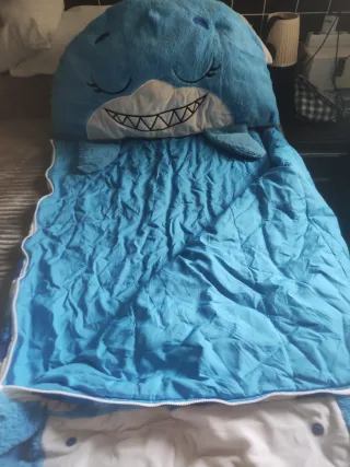 Dormilocos Tiburón Peluche Azul cojín saco