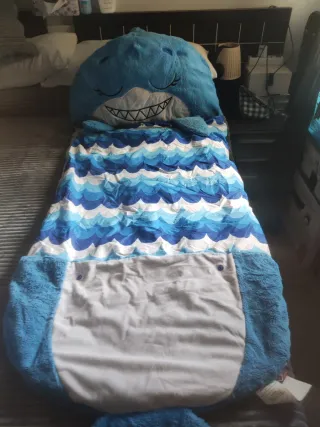 Dormilocos Tiburón Peluche Azul cojín saco