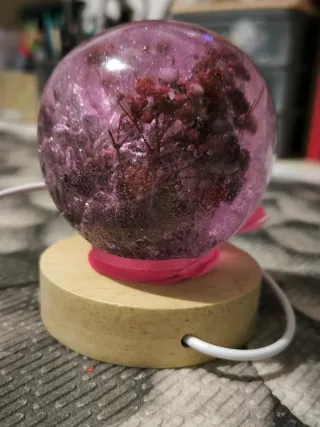 Lampada USB comodino resina fucsia