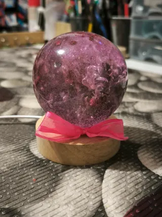 Lampada USB comodino resina fucsia