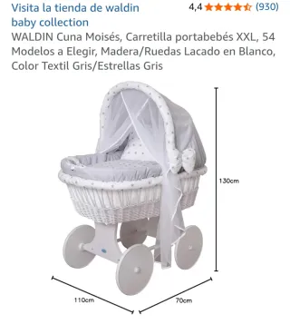 Cuna Moisés Waldin XXL Gris Estrellas