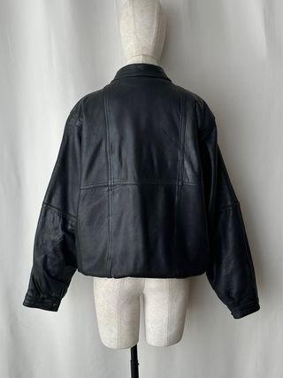 Chaqueta bomber cargo piel oversized vintage 80s