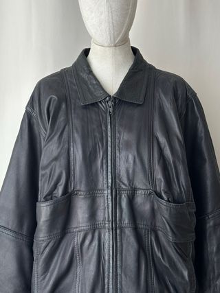 Chaqueta bomber cargo piel oversized vintage 80s