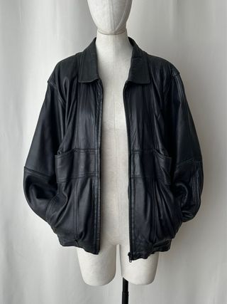Chaqueta bomber cargo piel oversized vintage 80s