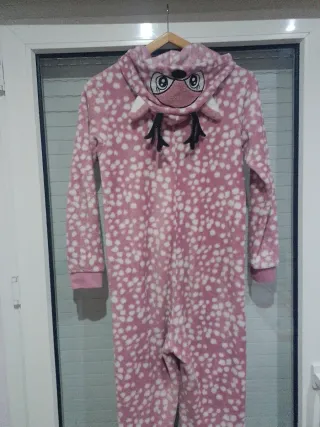 Pijama entero rosa y blanco