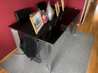 Mesa de comedor cristal y metal
