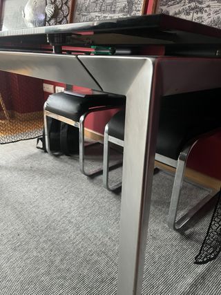 Mesa de comedor cristal y metal