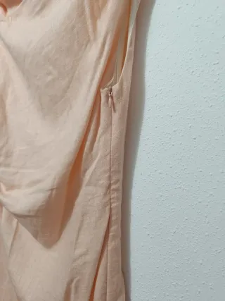 Vestido midi lino Zara con aplique dorado Talla M