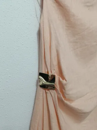 Vestido midi lino Zara con aplique dorado Talla M