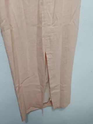 Vestido midi lino Zara con aplique dorado Talla M