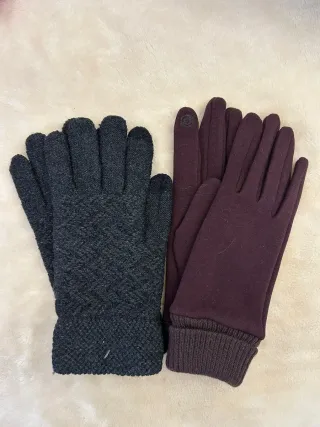 2 Guantes Marrón y Gris