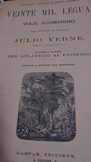 Libro Antiguo 20000 Leguas Viaje 1884