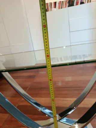 Mesa recibidor cristal y metal