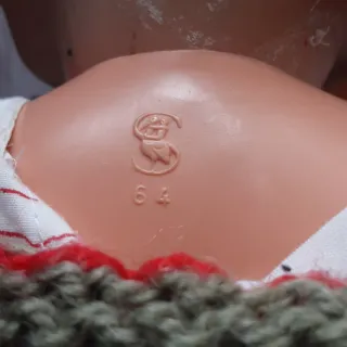 Muñeca alemana  antigua Cigüeña 62 cm celuloide