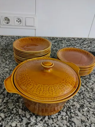 Vajilla Pontesa cerámica ironstone marrón