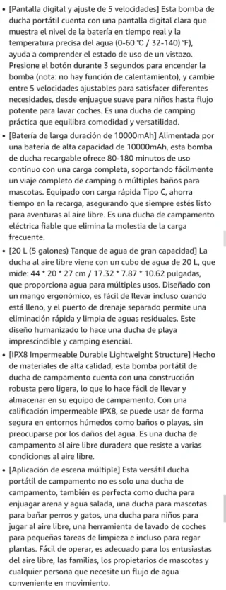 Ducha Portátil Camping Spopal 5 Galones