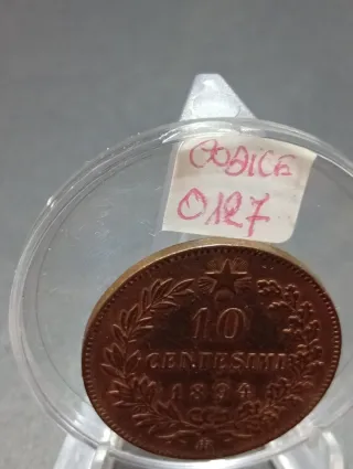 10 Centesimi 1894 Umberto I in Rame Rosso.