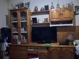 Mueble modular madera y cristal