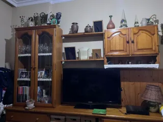 Mueble modular madera y cristal