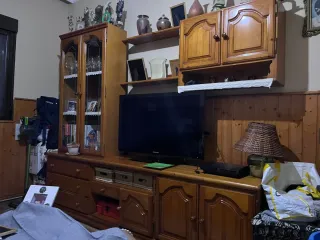 Mueble modular madera y cristal