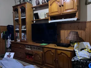 Mueble modular madera y cristal