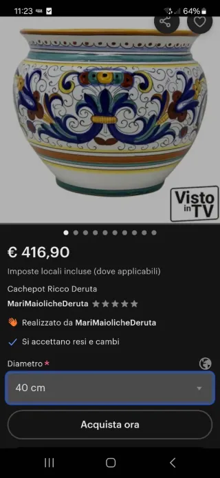Ceramica di Deruta - Coprivaso 40 cm