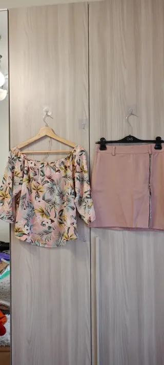 Coordinato Blusa Tropical & Gonna Ecopelle