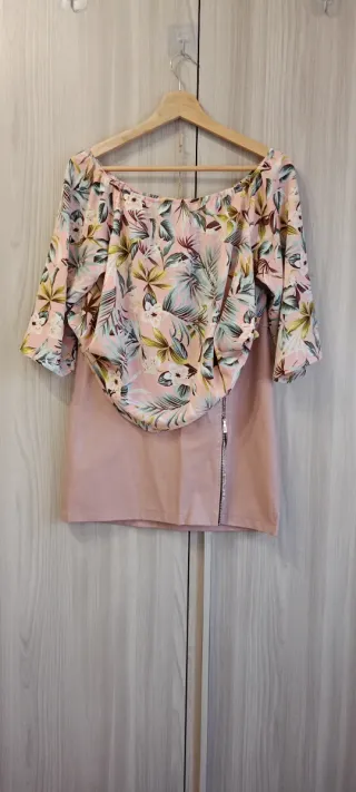 Coordinato Blusa Tropical & Gonna Ecopelle