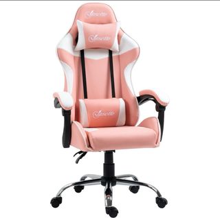 Silla gaming Vinsetto rosa y blanca