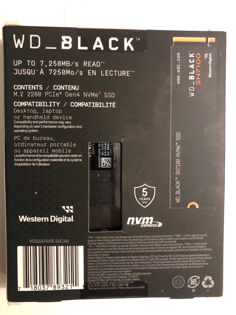 WD_BLACK SN7100 2TB 7250MB/s NVMe PCIe 4.0 afbeelding 2
