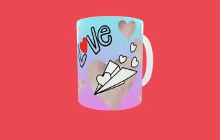 2 Tazas con dibujo de pareja y corazón