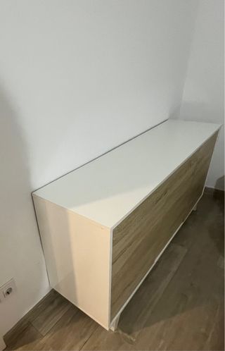 Mueble blanco y madera 3 puertas 1,50cm