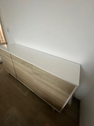 Mueble blanco y madera 3 puertas 1,50cm