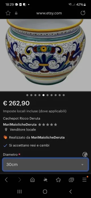 Ceramica di Deruta - coprivasi 30 cm