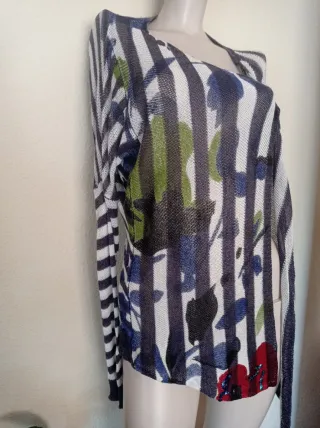 Chaqueta Desigual Rayas Flores Lentejuelas