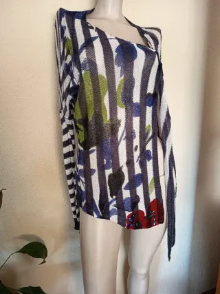 Chaqueta Desigual Rayas Flores Lentejuelas